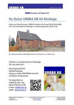 URBRA HB flyttar till Röstånga